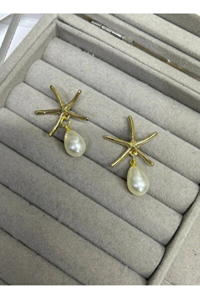 naaksesuar Gold Colored Starfish Detailed Earrings