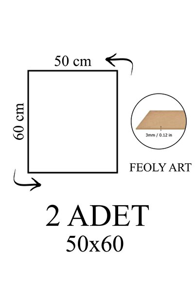Feoly Art 3 mm 50x60 MDF Plaka (2 ADET) - Hobi, Maket, Ahşap El Sanatları İçi...