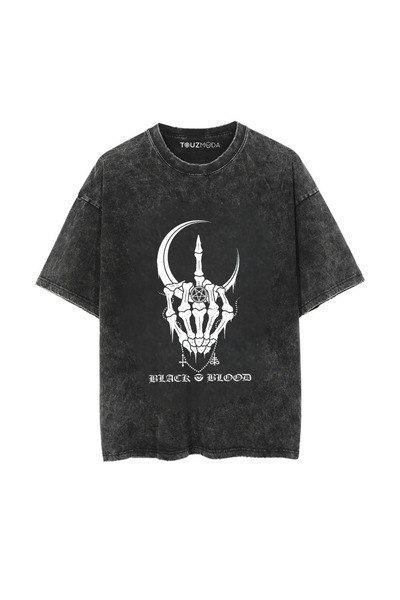Le Savu Washable Rock Series Black Blood Printed Printed Unisex Oversized Vin...