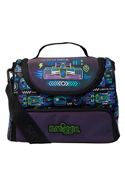 SMIGGLE Accelerate Black Large Double Compartment School Lunch Bag / with Car...