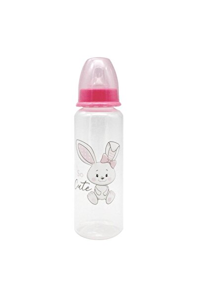 OEM Plastic Baby Bottle with Silicone Nipple Pink Bunny "So Cute" 250ml - Hon...