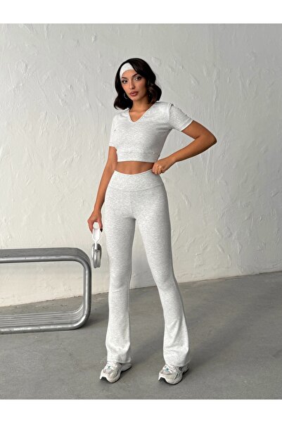 OPENDO Cotton Stretch Fabric Fabric Flared Flare Leggings Trousers