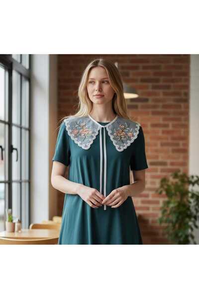 Bohem kutusu İşlemeli Seyyar Tül Yaka