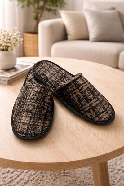 ARONA Çeyizlik Bohça Terliği, Damat Terliği, Misafirlik Ev Terliği - Kahverengi