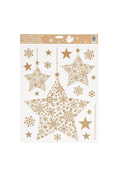 OEM Autocolant Decorativ de Craciun Stea Fulgi cu Glitter Bronz 30x42cm