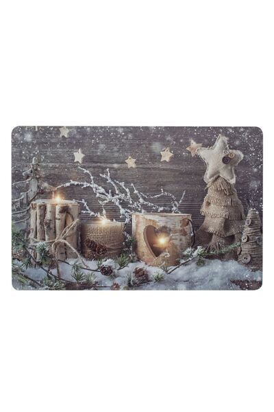 OEM Christmas Plate Holder Candles Fir Trees Pine Branches Snow 43.5x28.5cm