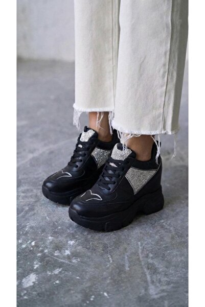 Modanizm Caresse Black Hidden Heel Sneakers