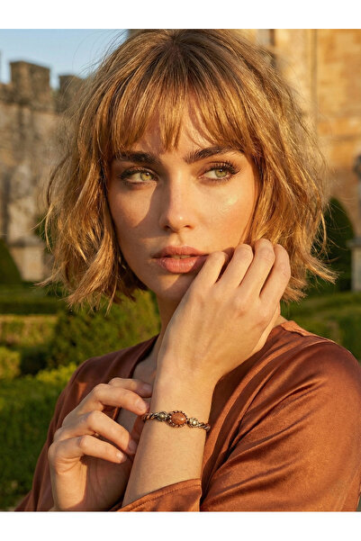 mew atelier Doğal Taşlı Kadın Kelepçe Bileklik - Ayarlanabilir Otantik Doğalt...