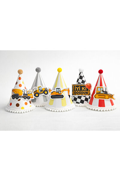 Partifabrik Картонена шапка с мотив строителни машини 5 броя 17 см
