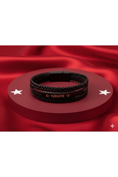 Liacharm Türkiye Yazılı Hakiki Deri Örgü Erkek Bileklik