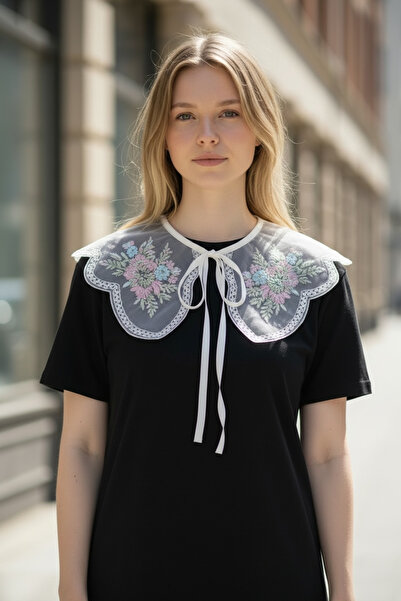 Bohem kutusu İşlemeli Seyyar Tül Yaka