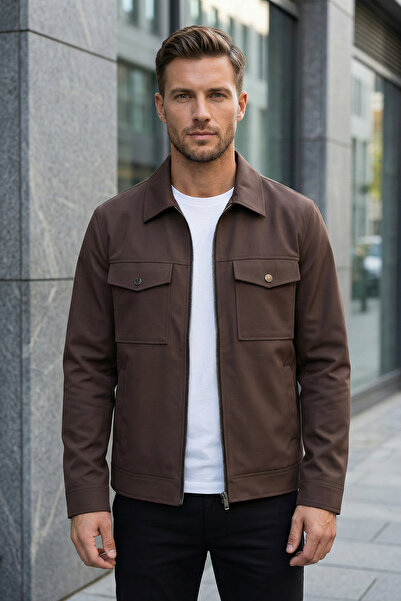 MOVENTO Men's Pocket Detailed Transitional Jacket