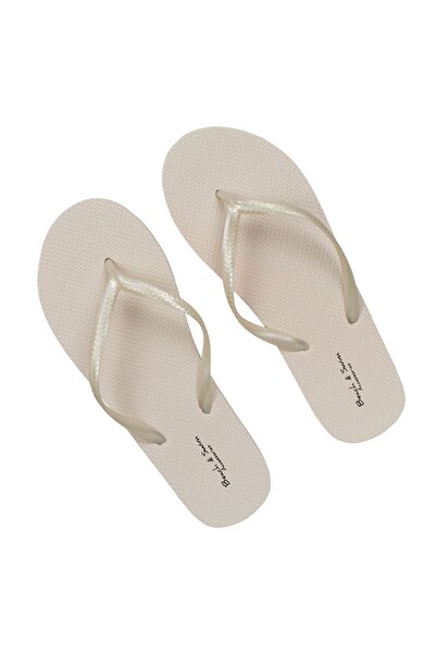 OEM Women's Cream Beach Slippers with Embossed Sole & Strap
