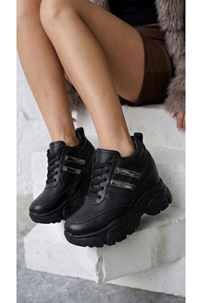 Modanizm Monac Black Hidden Heel Sneakers