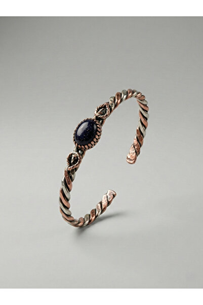 mew atelier Gece Mavisi Yıldız Taşı Kadın Kelepçe Bileklik - Işıltılı Laciver...