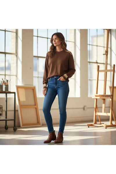 GÖMLEK GALERİSİ Women's Plain Crew Neck Knitwear Sweater Standard Fit (38-50)