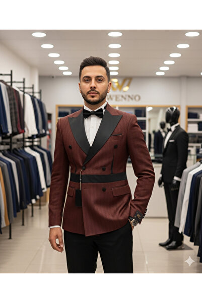 WENNO Bordo Renk Kruveze Özel dizayn Smokin