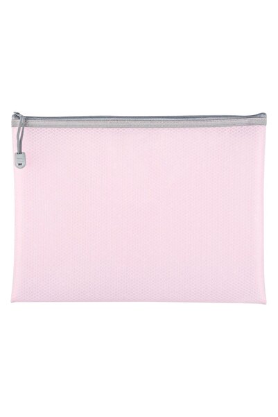 OEM Mapa cu Fermoar Zip Roz Transparenta Model Plasa 33x25cm