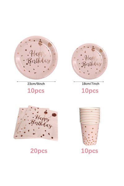 Choice 50pcs for 10 people Rose Gold Party Disposable Tableware Set Pink Pape...
