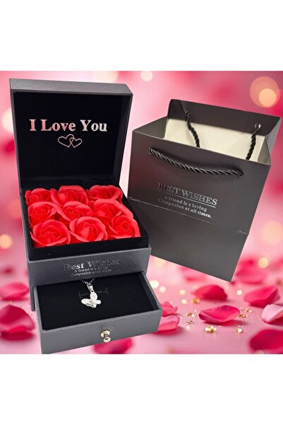 de Cadou trandafir săpun în cutie cu sertar + colier – ideal Mărțișor & Valen...