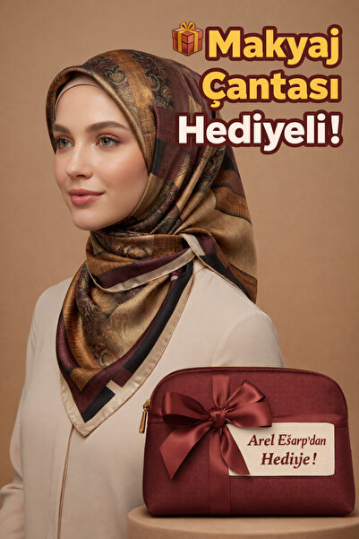 Levidor 90X90 Silk-Look Burgundy - Black - Brown Colorful Scarf – Non-Slip Tw...