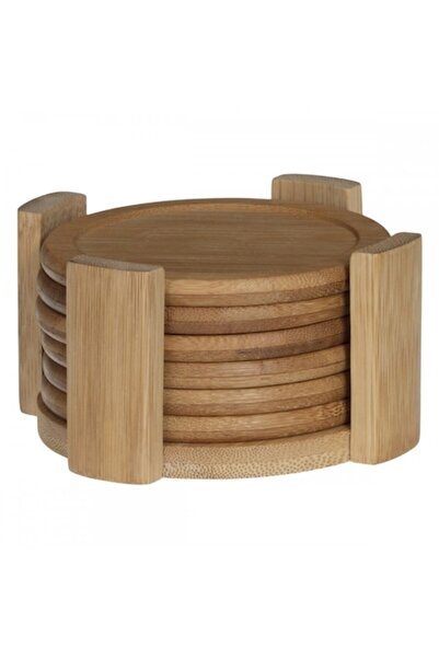Secret de Gourmet Set of 6 Round Coasters for Cups and Pots from Bamboo