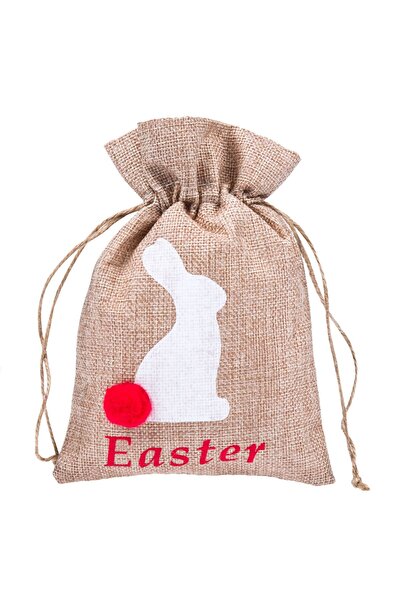 OEM Saculet de Paste cu Model Iepuras cu Coada Pompon 14x20cm