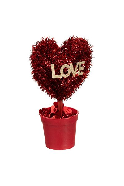 OEM Ghiveci Decorativ cu Inima Rosie Tinsel Love 22cm