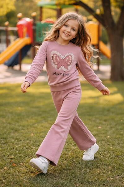 tuma collectıon Girl's Tracksuit Set Sweatshirt Bottom Cotton Two-Thread Casu...