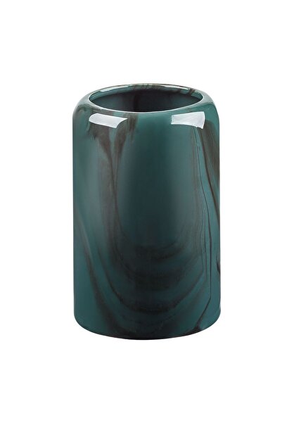 OEM Round Ceramic Toothbrush Holder Green Marble Ø7.5x12.5cm