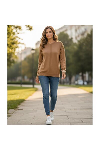 GÖMLEK GALERİSİ Women's Plain Crew Neck Knitwear Sweater Standard Fit (38-50)