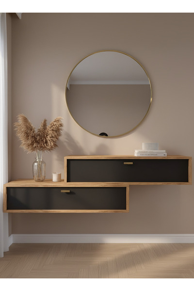 online fırsat mutlu ol mutlu kal Resital Dresuar Çam Antrasit Gold - Modern D...