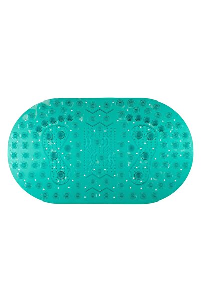 OEM Turquoise Non-Slip Bath Mat with Footprints 68x35cm
