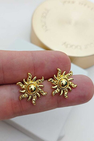 KYOLA DESİGN Minimalist Curved Sun Gold Women's Earrings