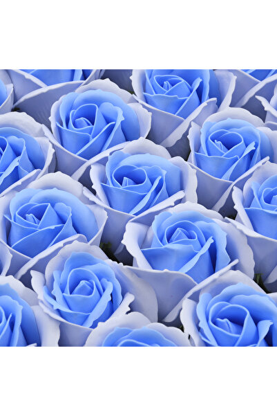 AFO Set of 50 scented soap roses, real touch, DUO, sky blue