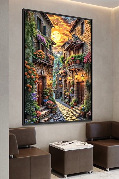 ARTAN GALLERY İtalyan Kadife Avrupa Sokak Manzarası Duvar Tablosu | Yağlı Boy...