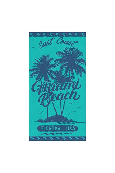 OEM Prosop din Bumbac Turcoaz Miami Beach pentru Plaja 75x150cm