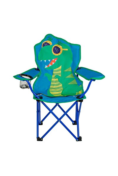 OEM Scaun Camping Pliabil Albastru Dinozauri cu Husa pentru Copii 35x35x57cm