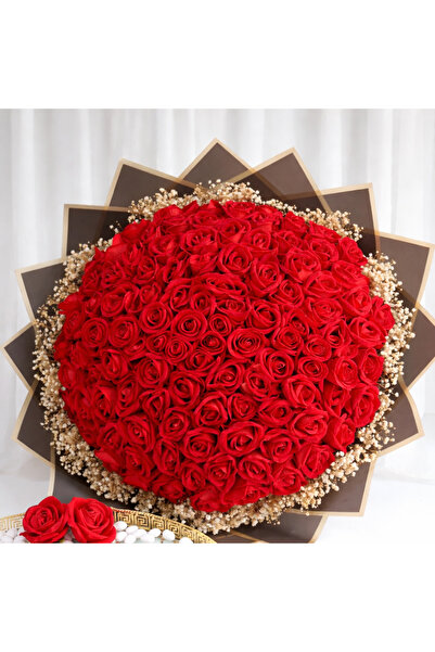 eiloluxe 99 Kırmızı Gül Buketi – Özel Tasarım Lüks Çiçek Aranjmanı 2 adet gül...
