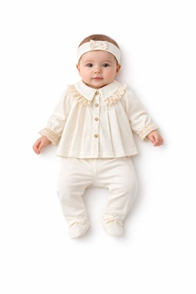 Pure Boutique Set bebelus fetita, bumbac, elegant, bluza pantaloni bentita, 0...