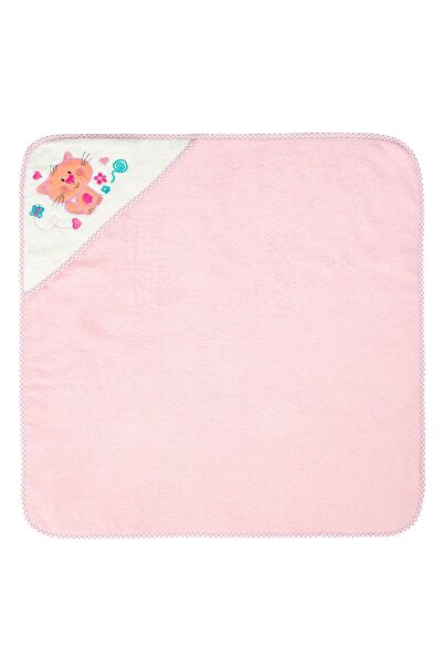 OEM Πετσέτα Βαμβάκι με κουκούλα Κουκούλα Ροζ Γάτα 75x75cm