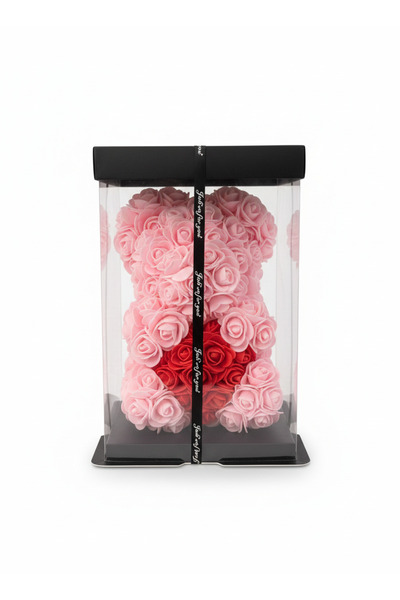 OEM Ursulet Roz din Trandafiri Artificiali – Cadou Romantic Premium în Cutie ...