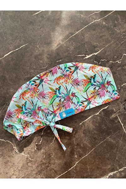 Tosbics Store Tropik Yapraklar Cerrahi Bone (İthal Kumaş)