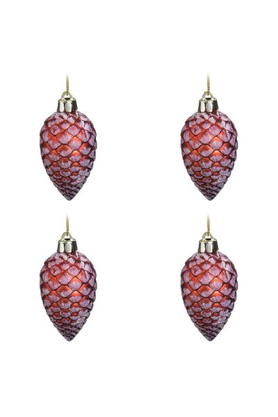 OEM Σετ Χριστουγεννιάτικων Στολιδίων Κόκκινοι Κώνοι Χιονονιφάδες 7εκ. - 4 τεμ...