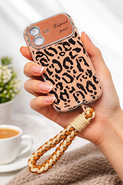 FİŞNEİLETİŞİM İPHONE 16 UYUMLU LEOPAR DESENLİ ASKILI KILIF