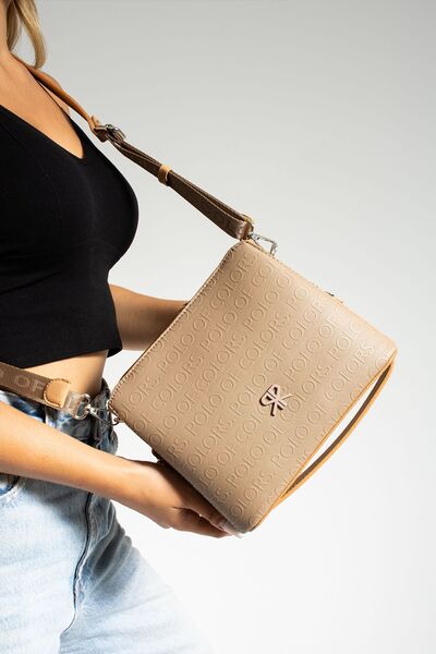 Çanta Trend Polo of Colors Mink Embossed Print Women's Shoulder and Crossbody...