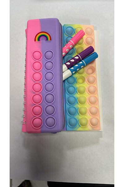 İklim A5 Silikon Kapaklı popit Spiralli Defter 80 Yp Renkli Kalemlikli