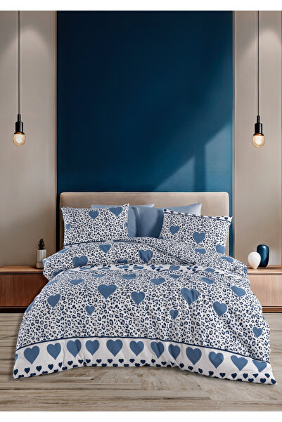 Almira Blue Love Leopard Patterned Double Duvet Cover Set |   Sleeping Set | ...