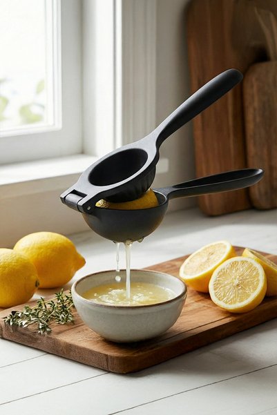 Cuply Matte Black Metal Cast Iron Citrus Lemon Squeezer 23 cm Professional Manual Kitchen Hand Press