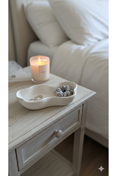 MYELFA Asymmetrical Decorative Textured Plate, Bathroom Organizer, Key and Ca...